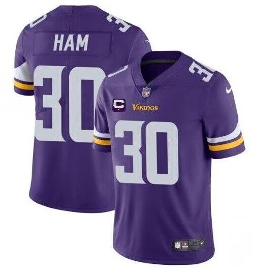 Men's Minnesota Vikings #30 C.J. Ham Purple With C Patch Vapor Untouchable Limited Stitched Jersey